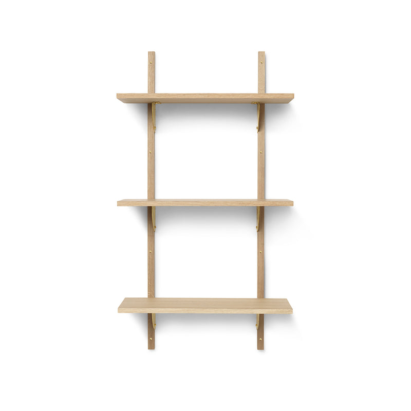 Ferm Living - Sector Wandregal single | 3 Regalböden / Eiche/Messing / 54 cm