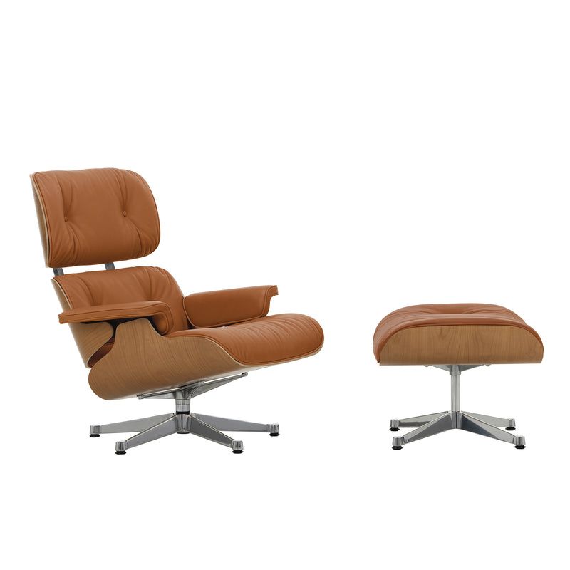 Vitra - Lounge Chair & Ottoman | Leder Premium F 97 cognac / Kirsche natur / poliert