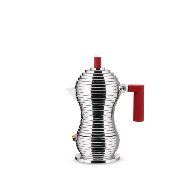 Alessi - Pulcina Espressokocher | 7 cl / silber/rot