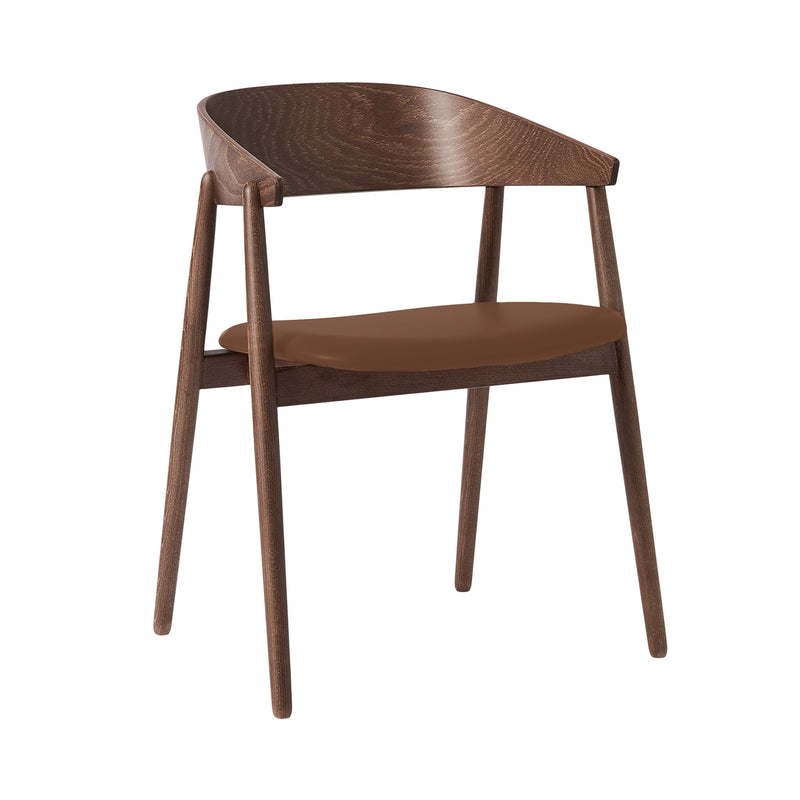 Andersen Furniture - AC2 Stuhl gepolstert | Buche geräuchert / PU-Leder braun