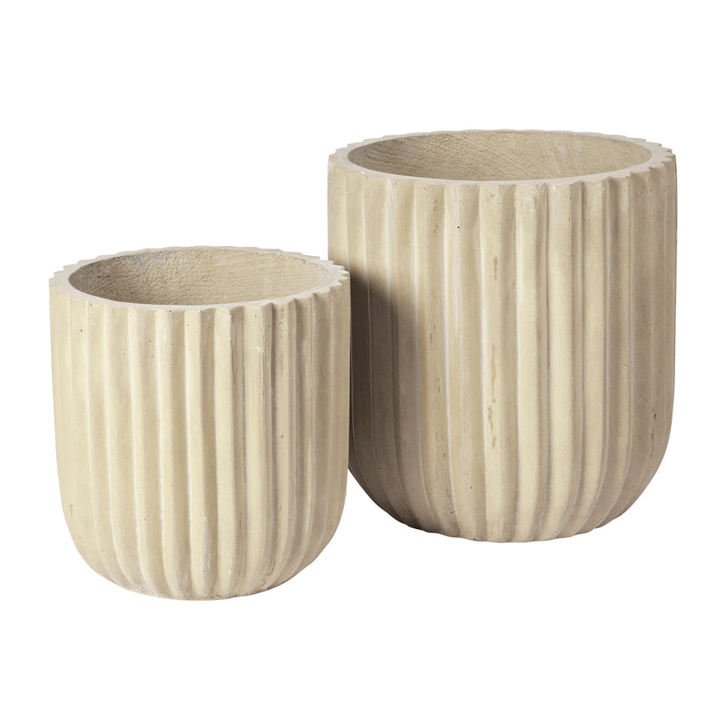 Broste Copenhagen - Fiber Pflanztopf | 2er-Set / antique beige