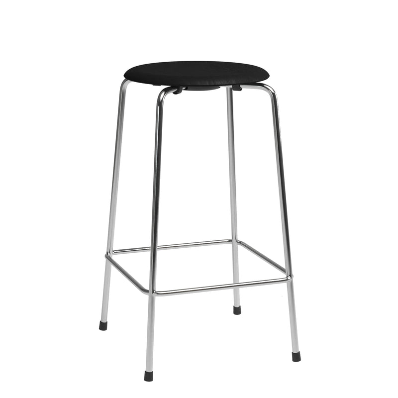 Fritz Hansen - High Dot Barhocker | Furnier Esche schwarz / Höhe 65 cm / 4-beinig