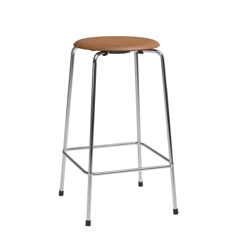 Fritz Hansen - High Dot Barhocker | Leder walnuss / Höhe 65 cm / 4-beinig