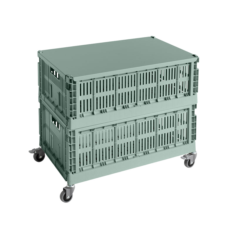 HAY - Colour Crate Beistelltisch auf Rollen, large | salbeigrün