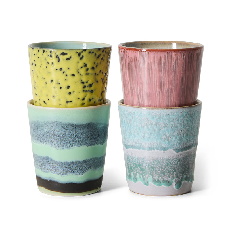 HKliving - 70's Kaffeebecher | 4er-Set / 230 ml / artistic