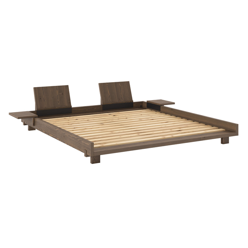 Karup Design - Social Bett | inkl. Rückenlehne und 2 Nachttischen / 180 x 200 cm / Kiefer carob brown