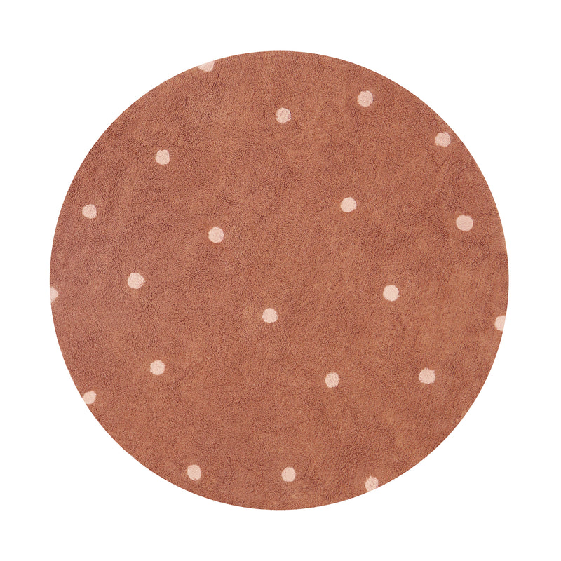 Lorena Canals - Round Dot Teppich | chestnut/rose