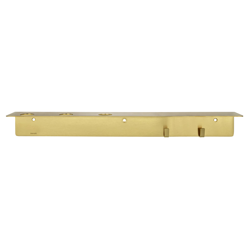 Meraki - Regal mit Flaschenhalterung und Hakenleiste | mattes Messing-Finish