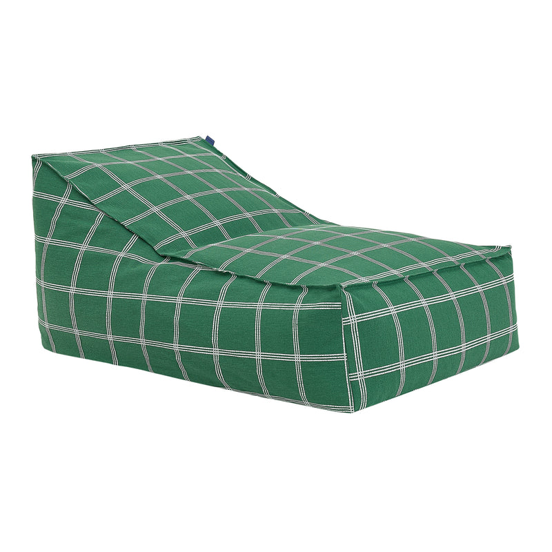 Nobodinoz - Vibes Long Sitzsack (für Erwachsene) | green white windowpane