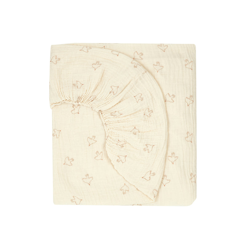Nobodinoz - Wabi Sabi Spannbettlaken | brown hoshi birds