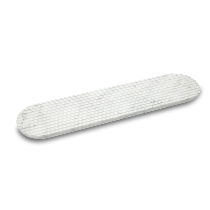 Northern - Podium Servierbrett | L 65 cm / Marmor mixed white