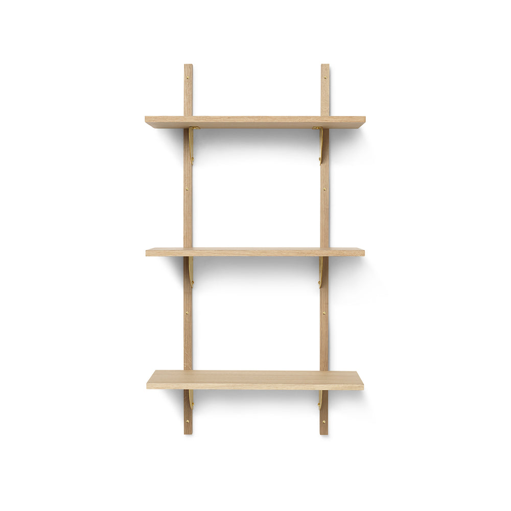 Ferm Living - Sector Wandregal single | 3 Regalböden / Eiche/Messing / 54 cm