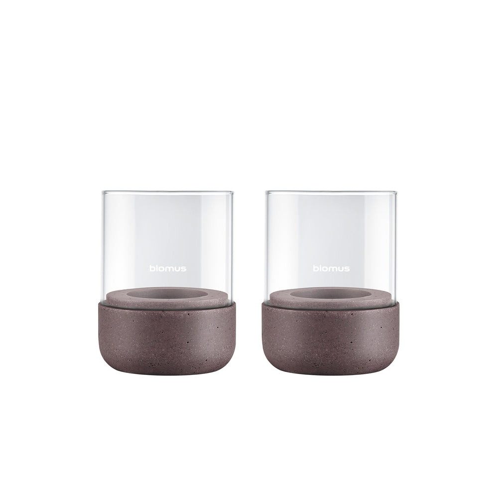 Blomus - Calma Windlicht | 2er-Set / Ø 7 cm / klar/cedar wood