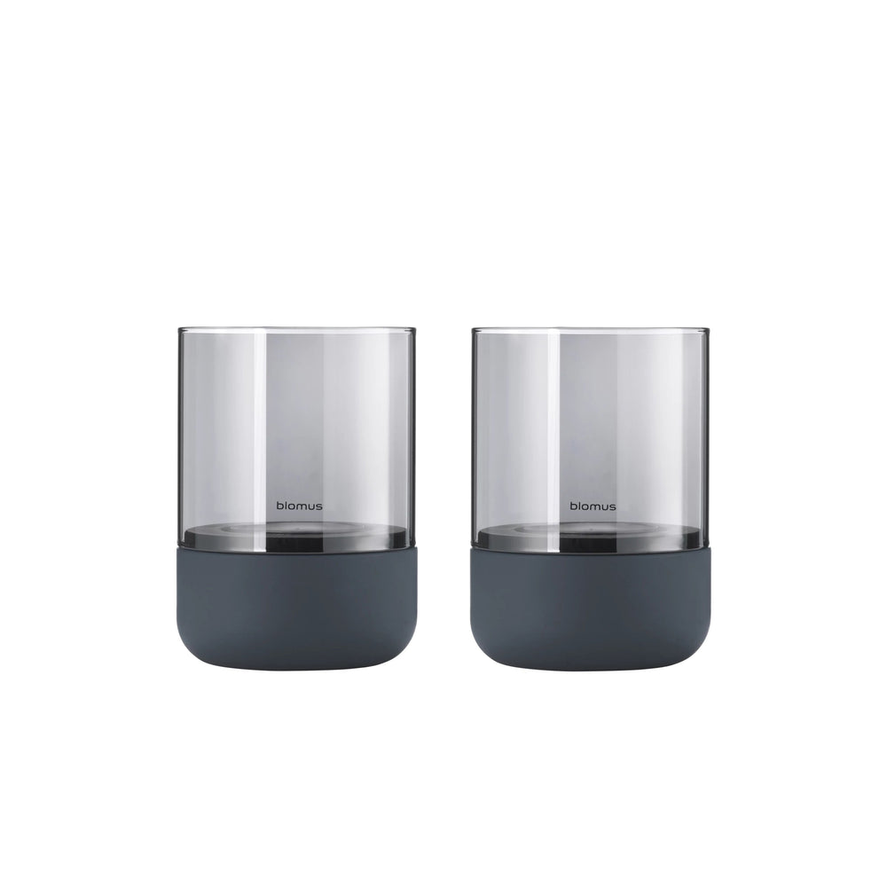Blomus - Calma Windlicht | 2er-Set / Ø 7 cm / rauch/stahlgrau