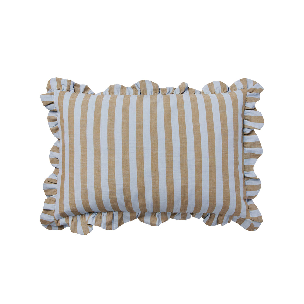 Broste Copenhagen - Ina Kissenbezug | 40 x 60 cm / dusty blue/brown kelp