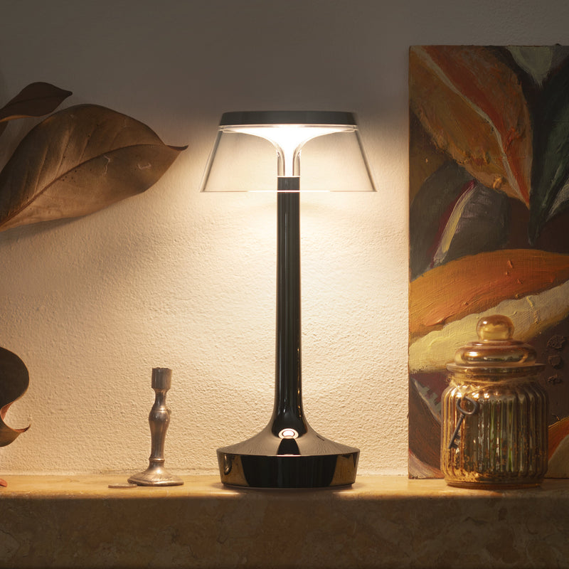 Flos - Bon jour Unplugged LED Akku-Tischleuchte Color Tune | black chrome