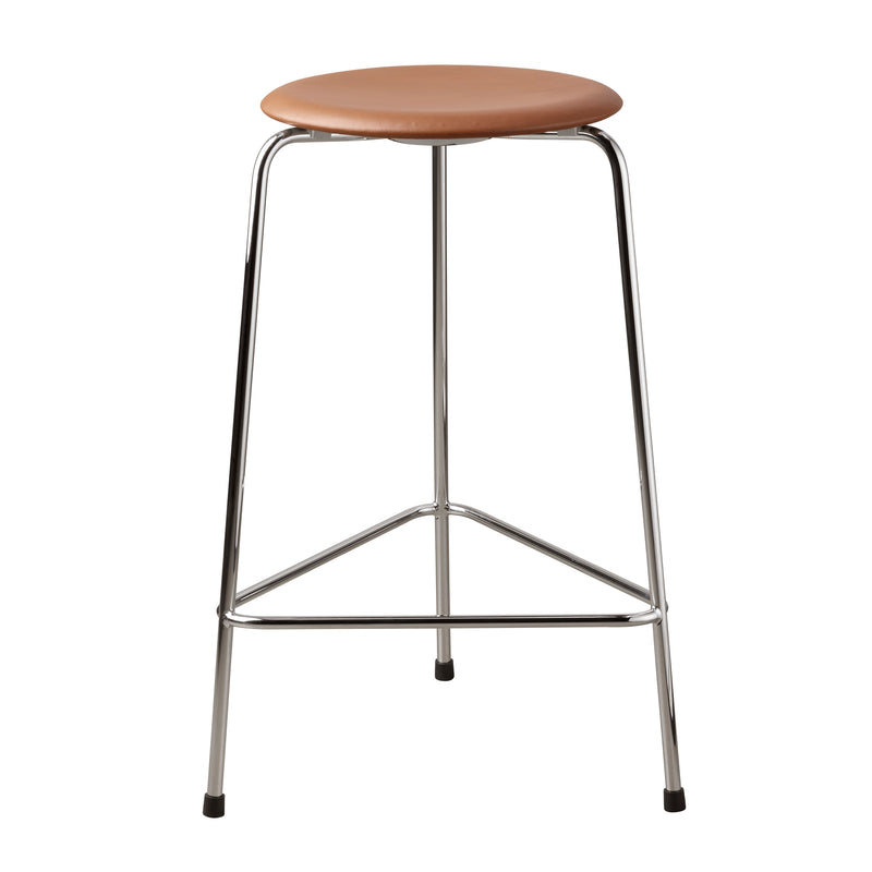 Fritz Hansen - High Dot Barhocker | Leder walnuss / Höhe 65 cm / 3-beinig