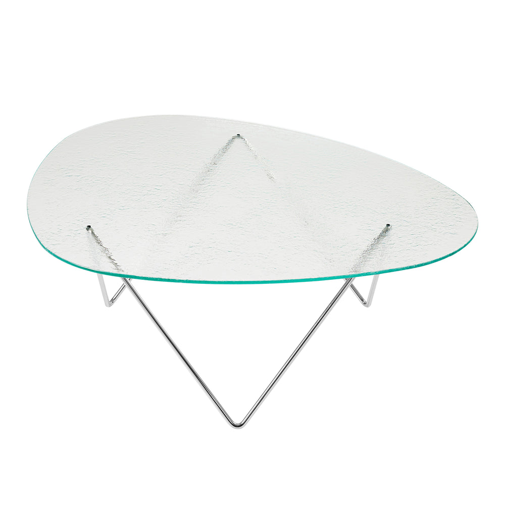 Gubi - Pedrera Couchtisch | strukturiert transparent Glas / chrom