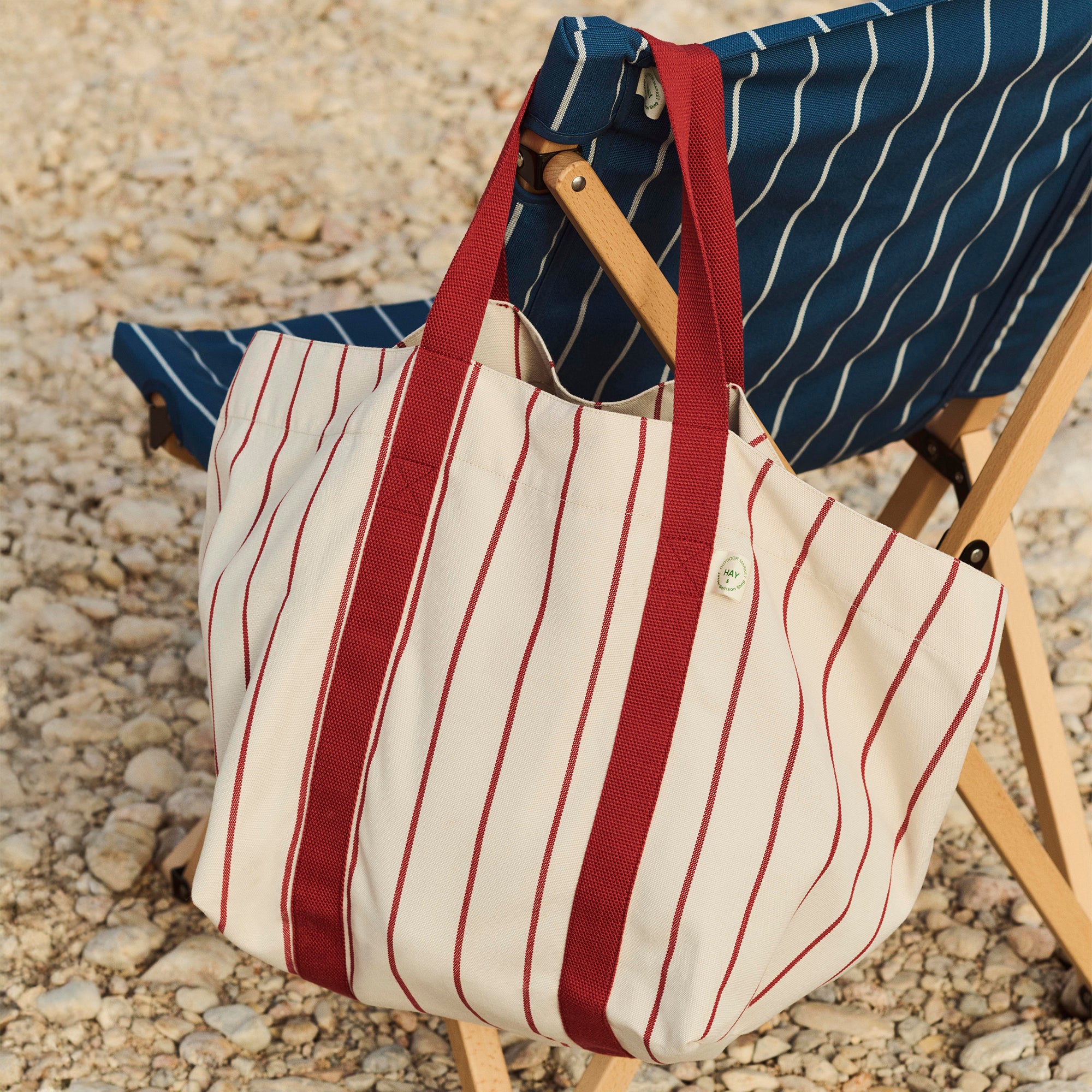 HAY - Outdoor Market Picknick Tasche | beige with red stripe