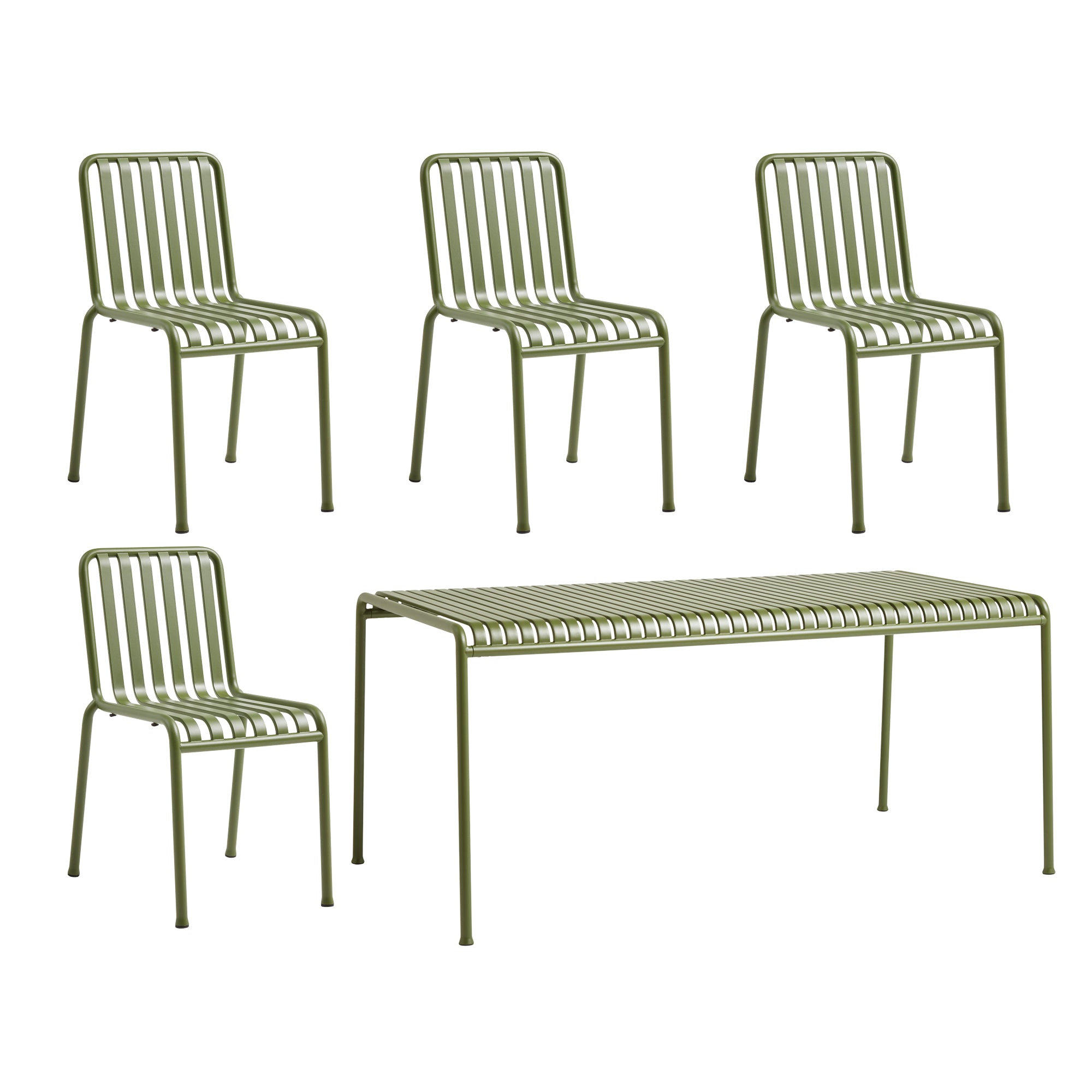 HAY - Palissade Tisch 170 x 90 cm + 4x Chair | olive