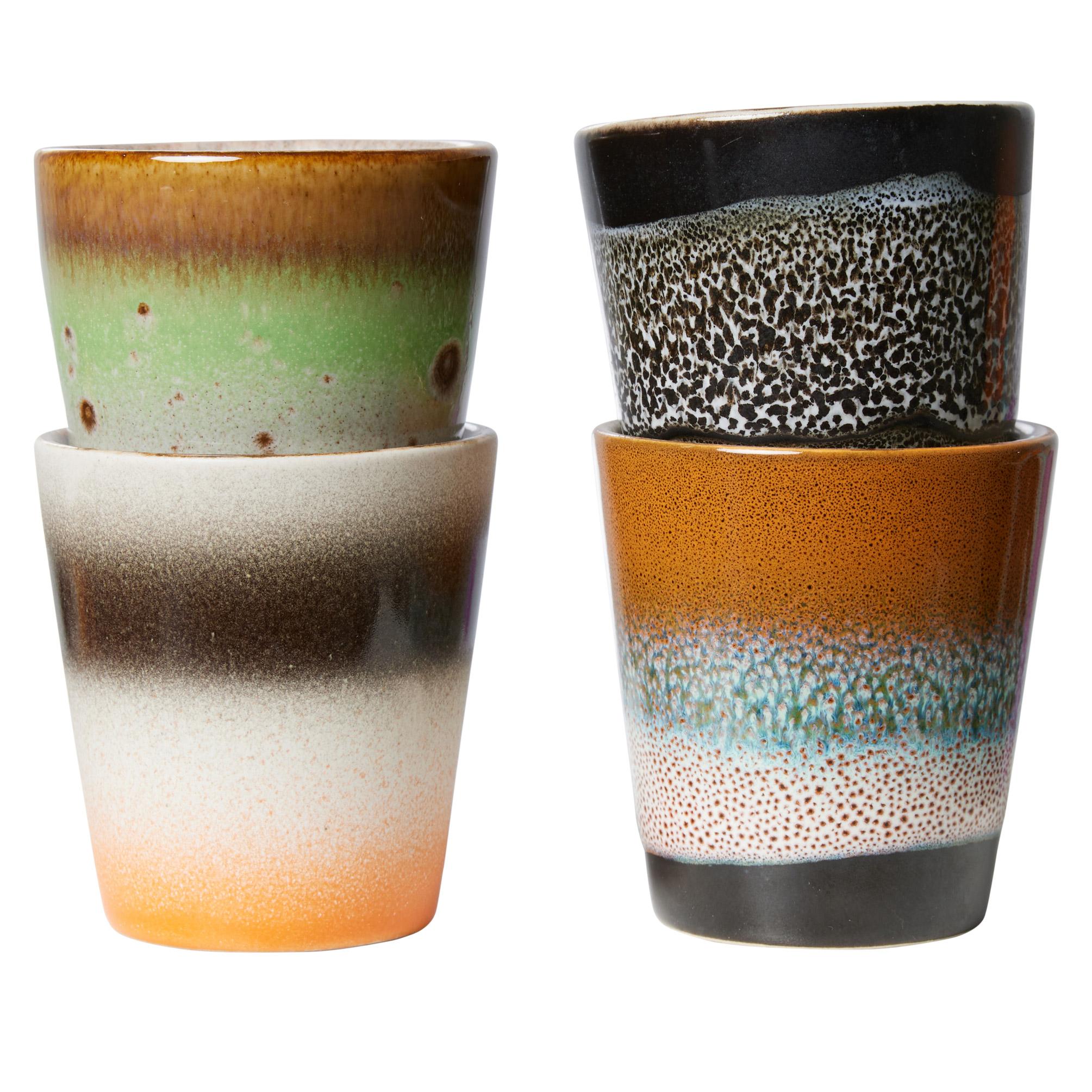 HKliving - 70's Espresso Tassen &amp; Becher | 4er-Set / Ristretto / good vibes