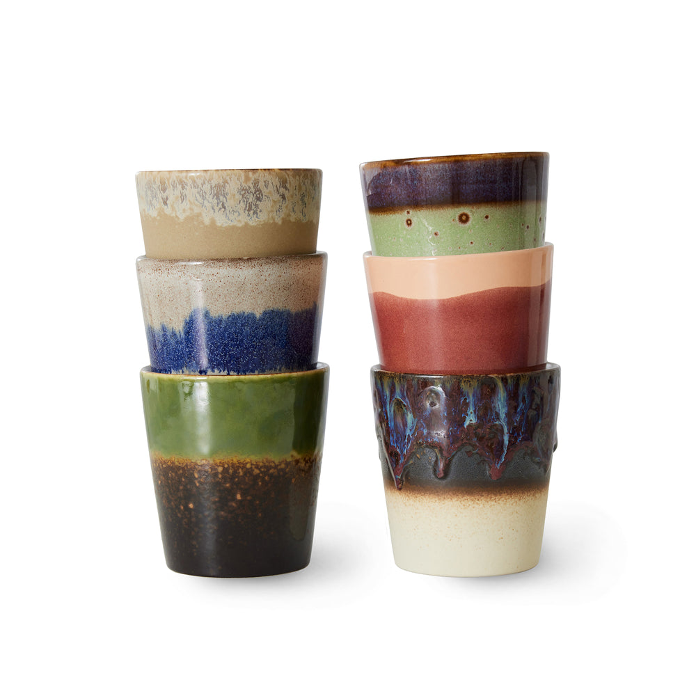 HKliving - 70's Kaffeebecher | 6er-Set / 230 ml / grounding