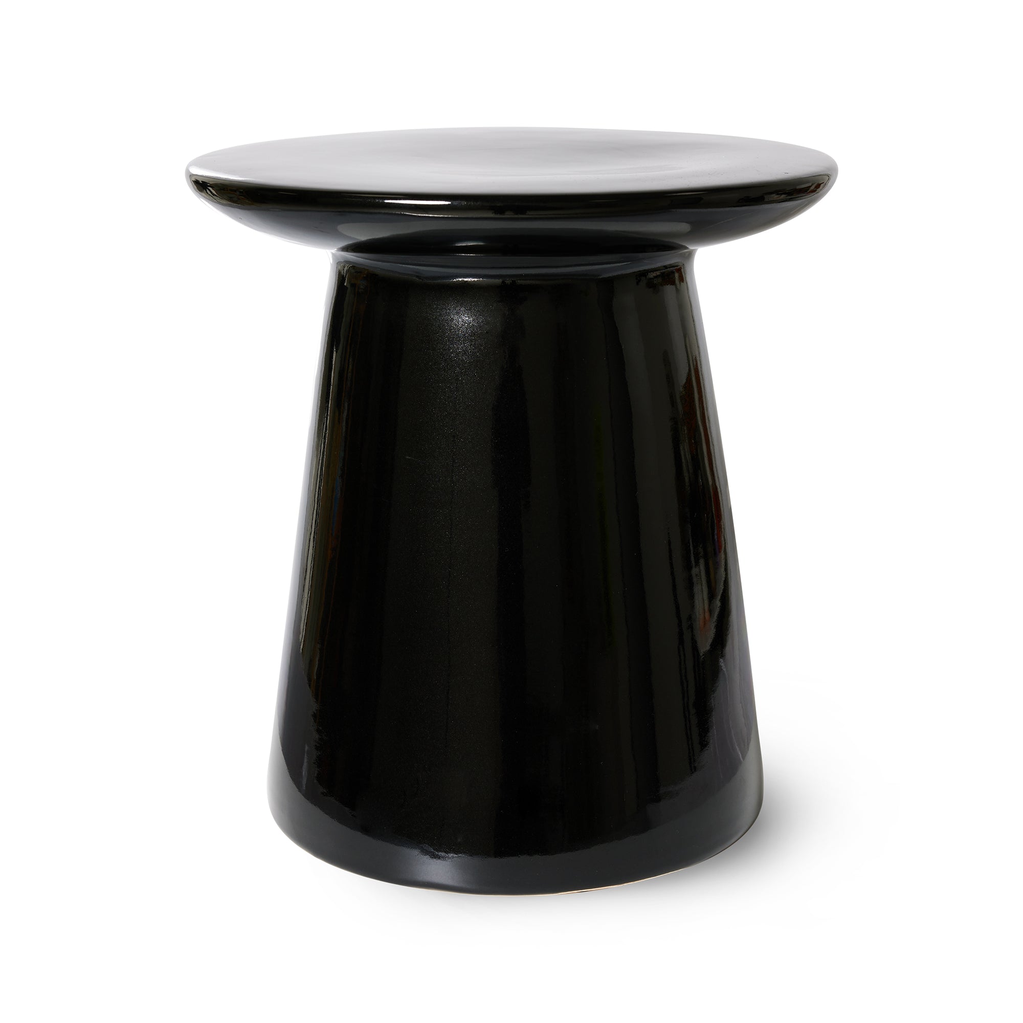 HKliving - Beistelltisch aus Steingut | Ø 40 x H 43 cm / schwarz