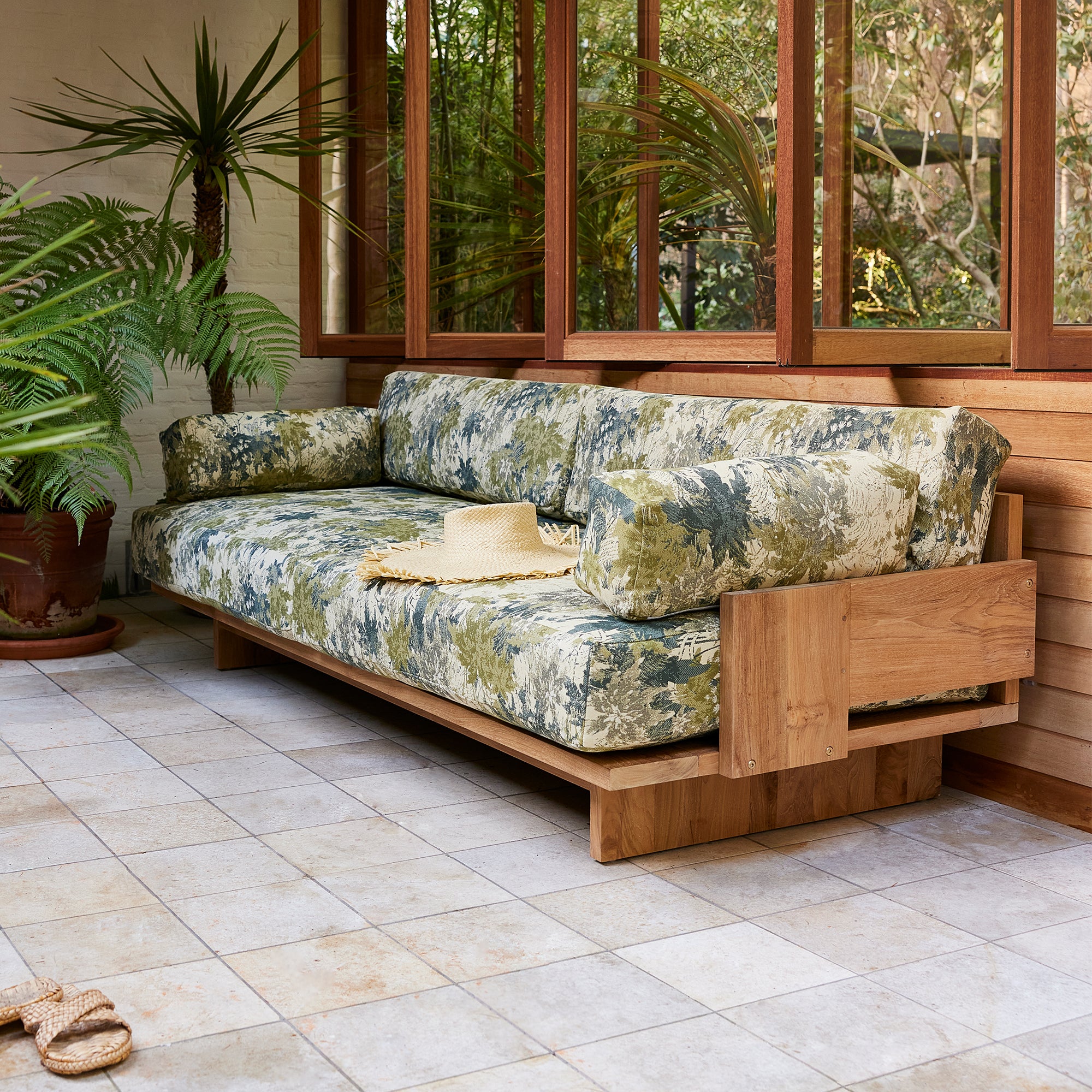 HKliving - Outdoor Teak Lounge-Sofa | botanical