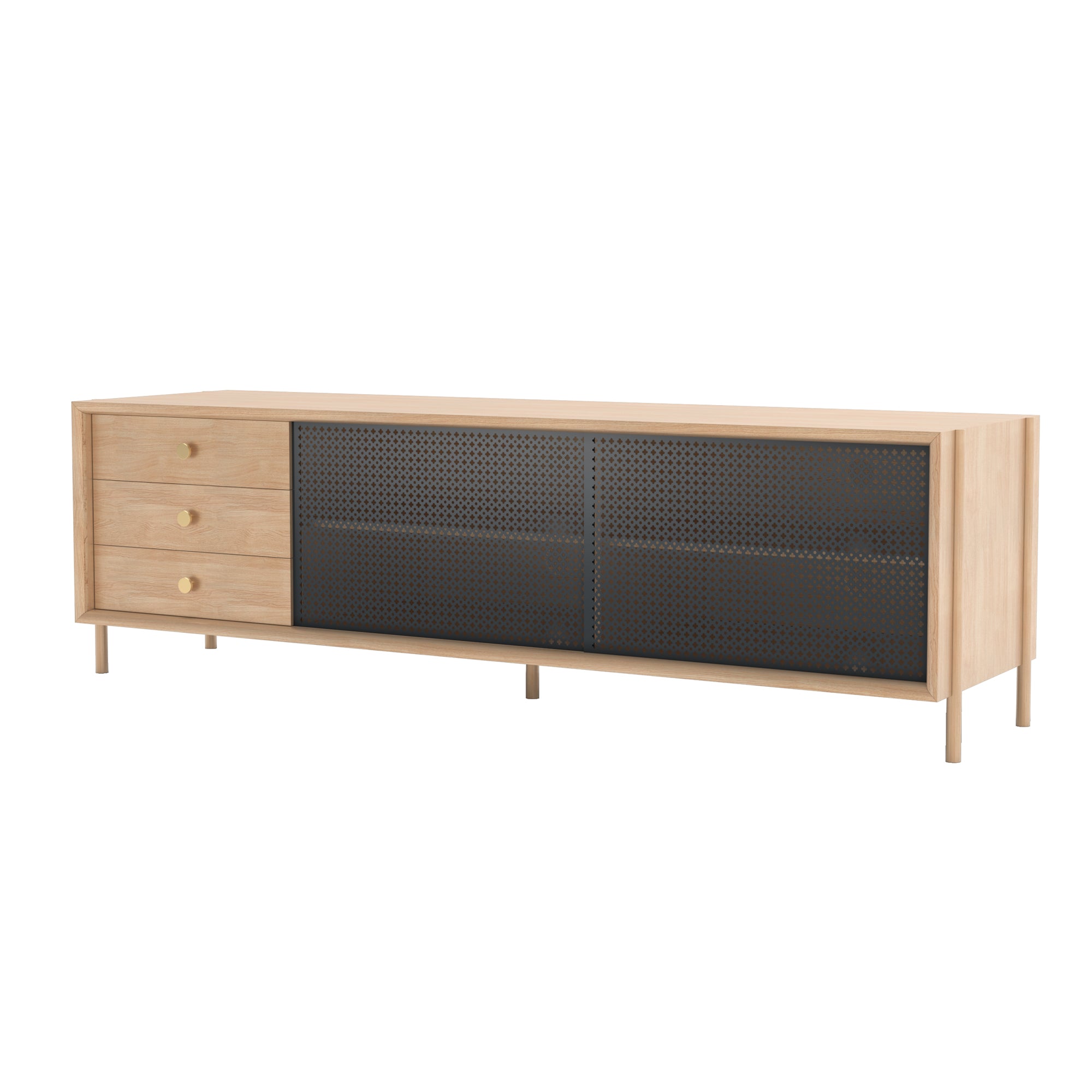 Hartô - Gabin Sideboard | 162 x 49 cm / Eiche natur/schiefergrau