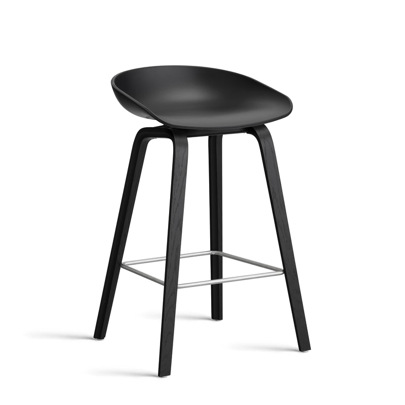 HAY - About A Stool AAS 32 | H 65 cm / black 2.0 / Eiche schwarz lackiert / Edelstahl
