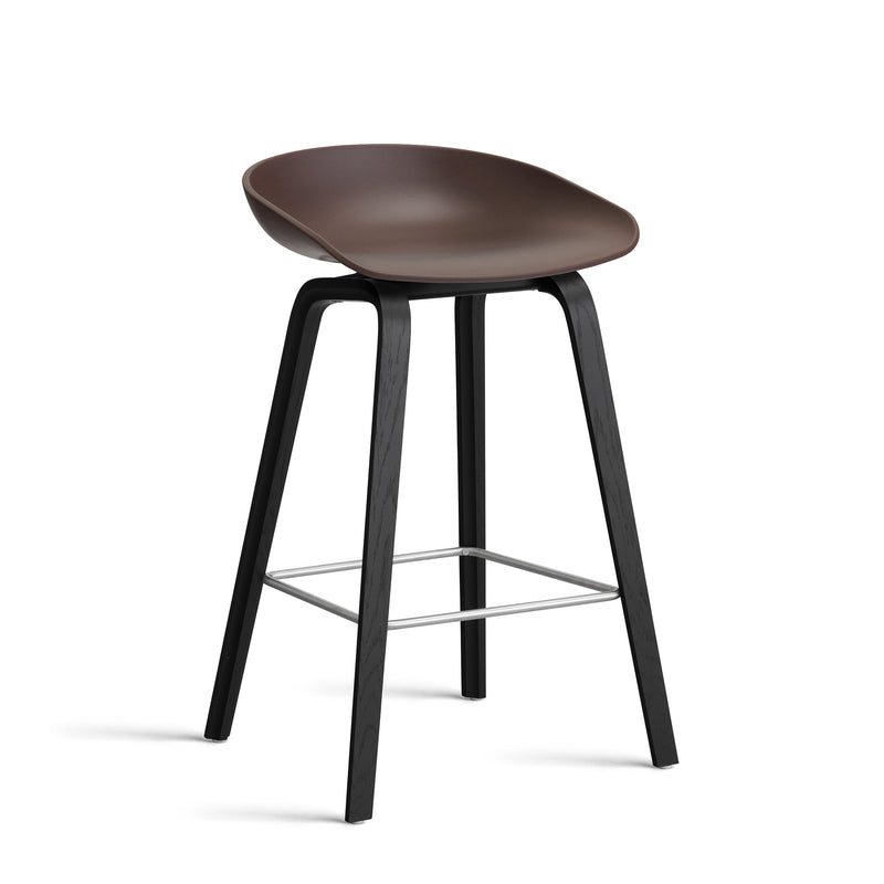 HAY - About A Stool AAS 32 | H 65 cm / raisin 2.0 / Eiche schwarz lackiert / Edelstahl