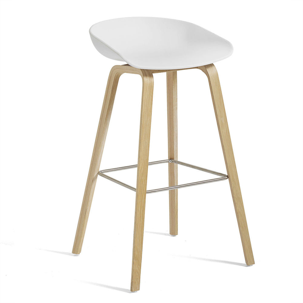 HAY - About A Stool AAS 32 | H 75 cm / white 2.0 / Eiche lackiert / Edelstahl