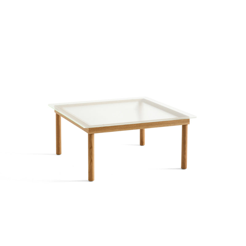 HAY - Kofi Couchtisch mit Glasplatte | 80 x 80 cm / eiche / klar geriffelt