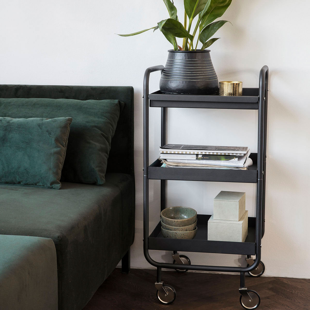 House Doctor - Servierwagen Roll | B 42 cm / schwarz
