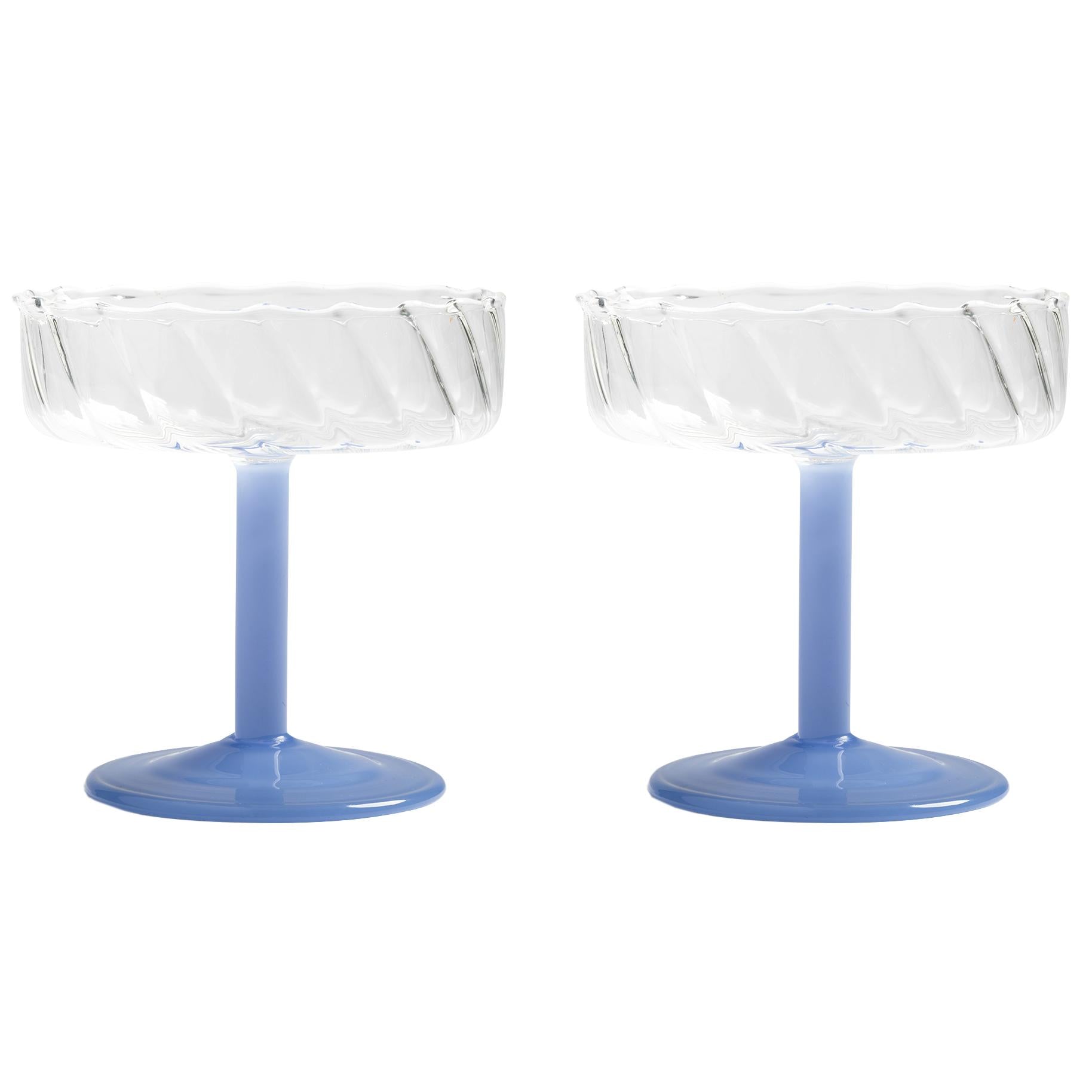 &amp;klevering - Coupe Twirl Champagnerglas | blau
