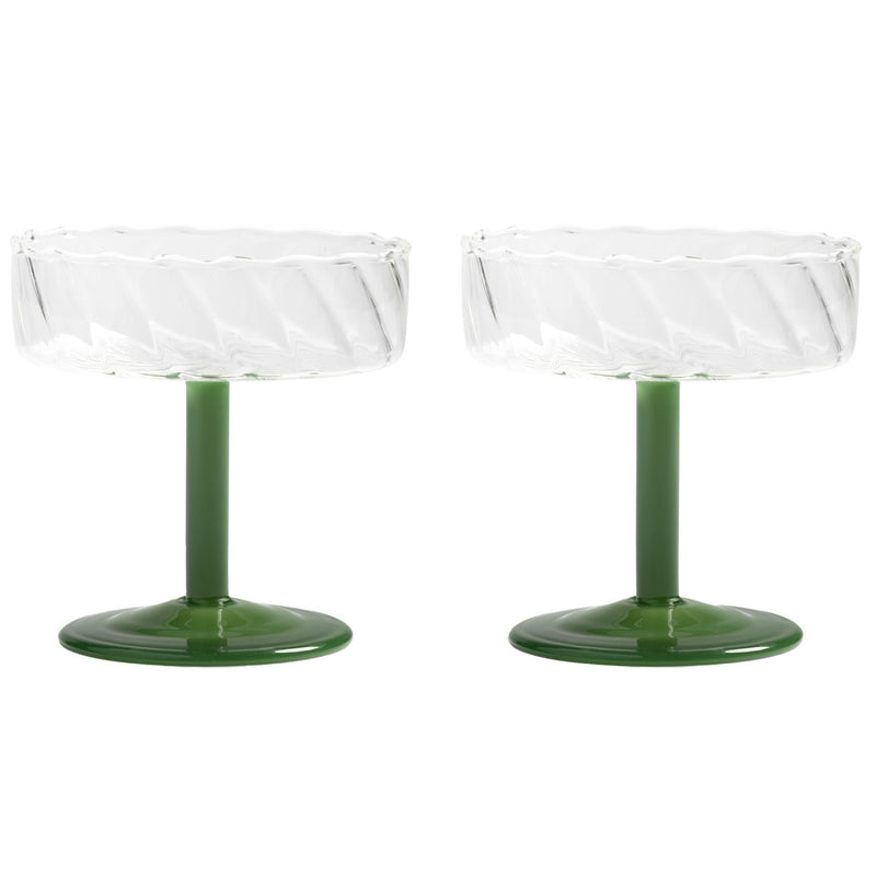 &amp;klevering - Coupe Twirl Champagnerglas | dark green