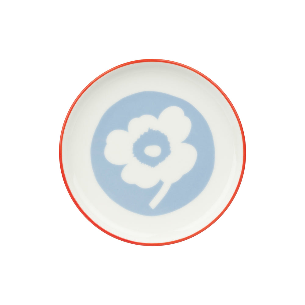 Marimekko - Unikko Teller | Ø 13,5 cm / weiß/hellblau/orange