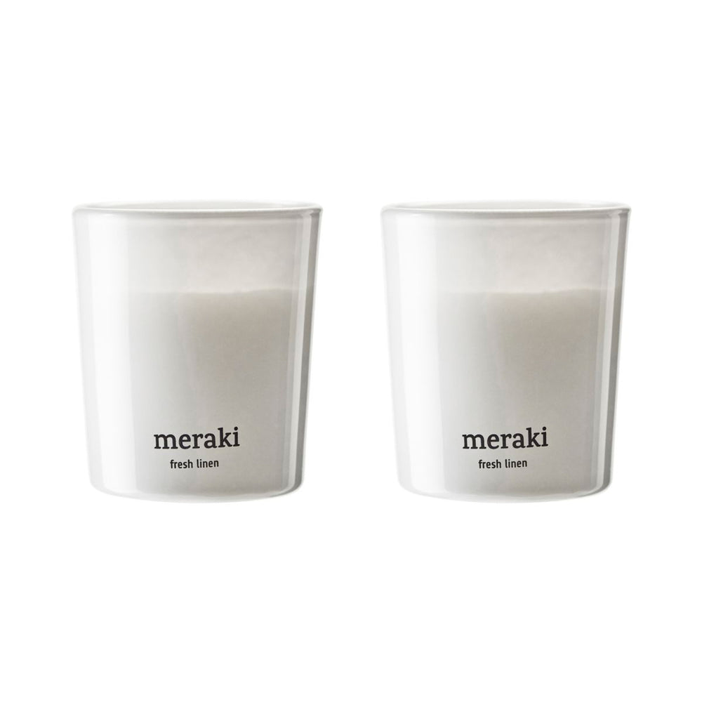 Meraki - Duftkerze | 2er-Set / Ø 6 cm / Fresh linen
