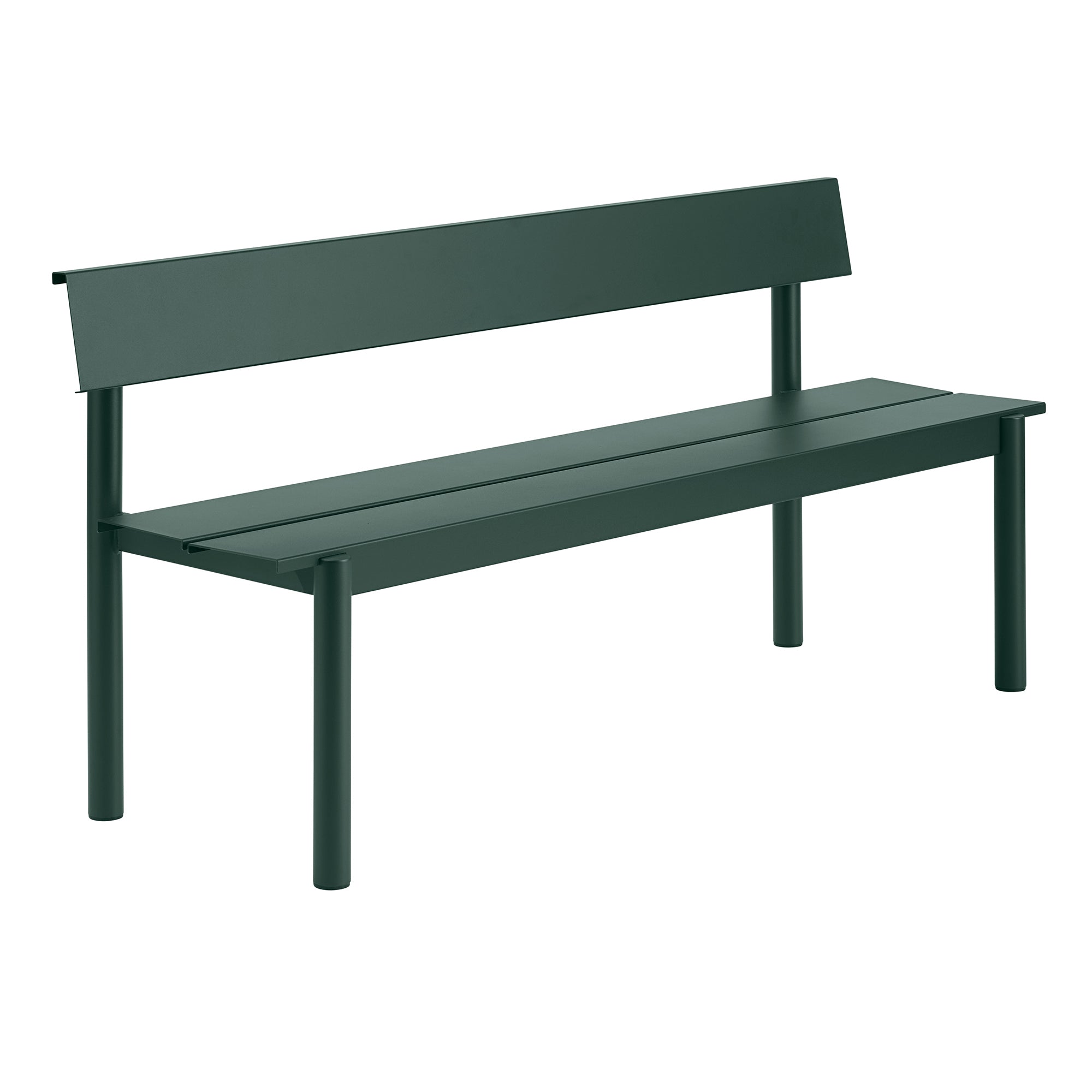 Muuto - Linear Steel Bank mit Rückenlehne | 170 cm / dunkelgrün