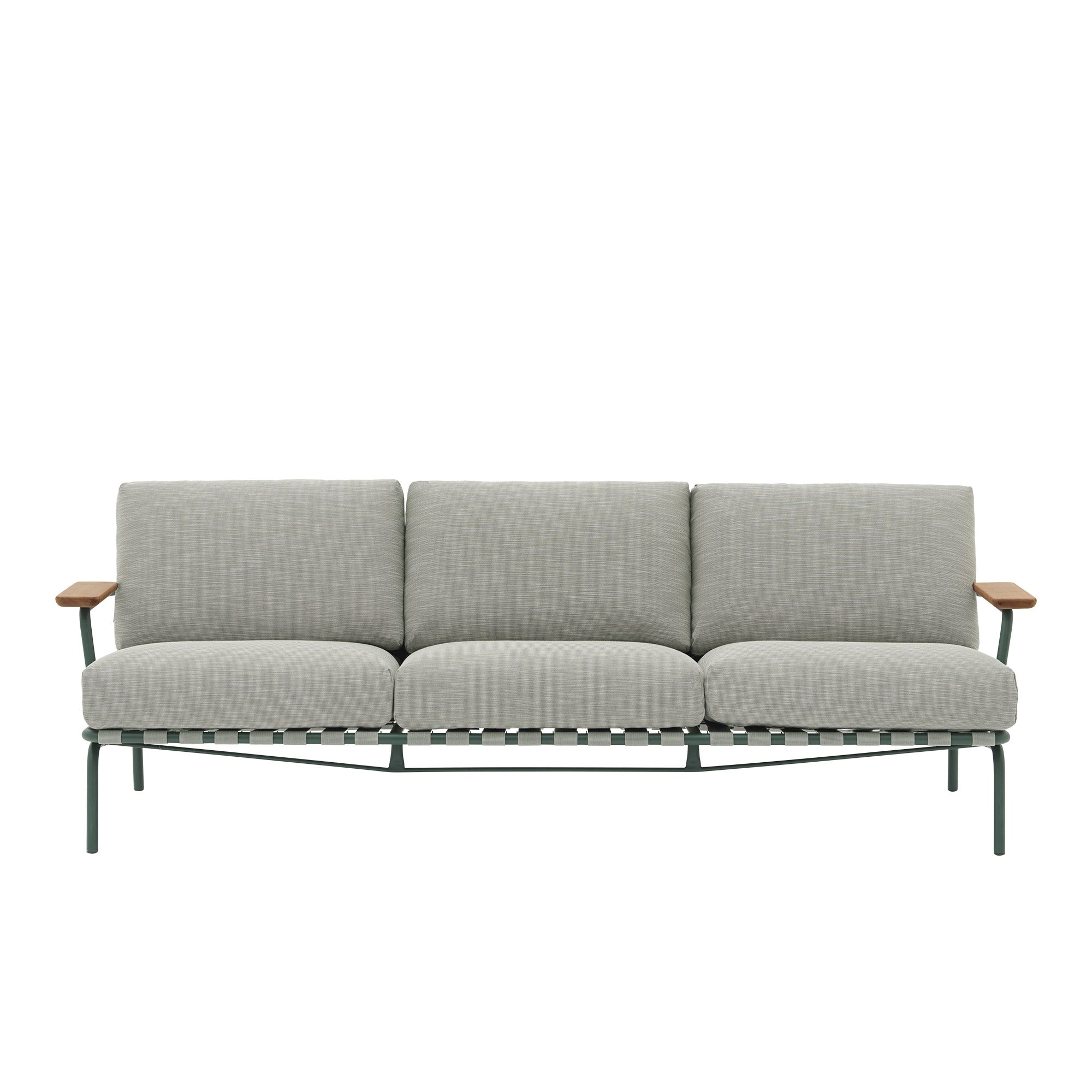 Muuto - Settle Outdoor 3-Sitzer Sofa | grün/dunkelgrün (Stoff Ribbed Weave2)