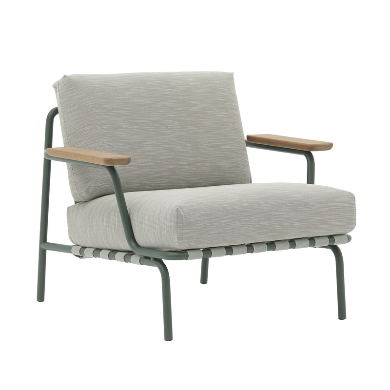 Muuto - Settle Outdoor Lounge Chair | Ribbed Weave 2 dunkelgrün