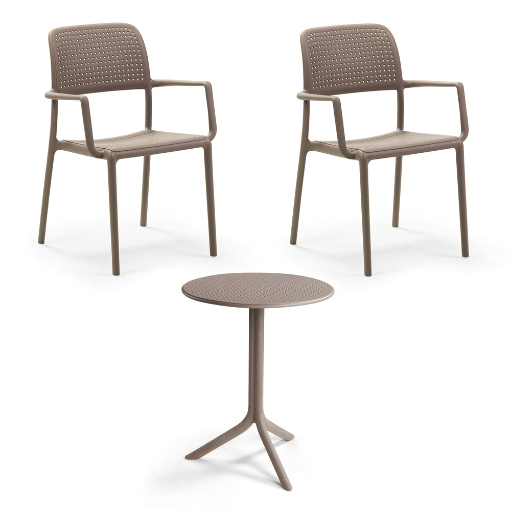 Nardi - Bora Armlehnstuhl (2x) + Step Tisch | tortora