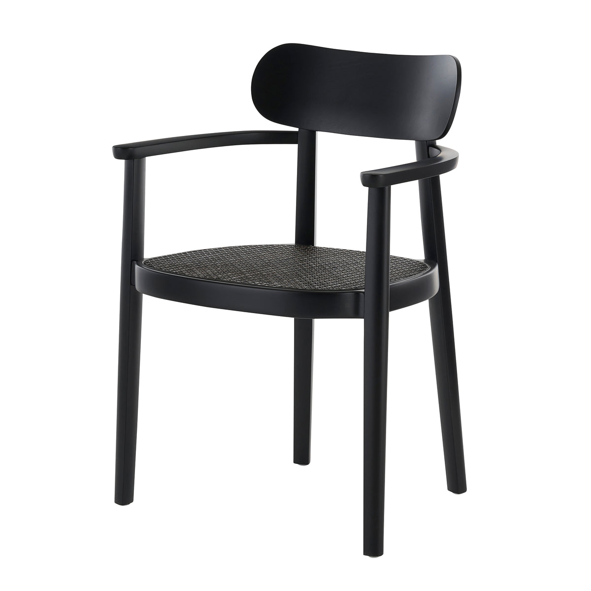Thonet - 118 FV Armlehnstuhl | Buche schwarz gebeizt / Geflecht dark melange