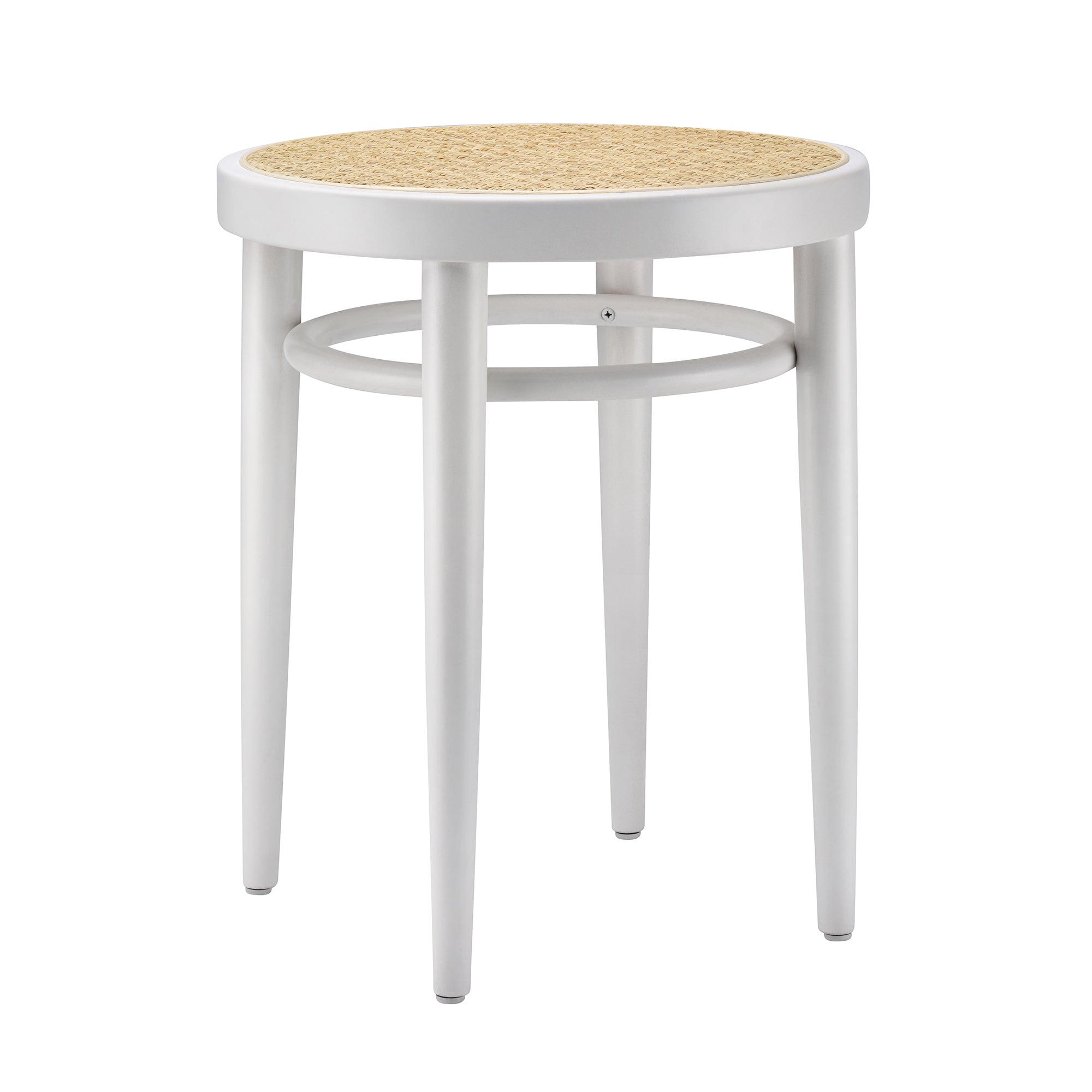 Thonet - 214 RH Hocker | Buche weiß lasiert / Rohrgeflecht mit Kunststoffstützgewebe