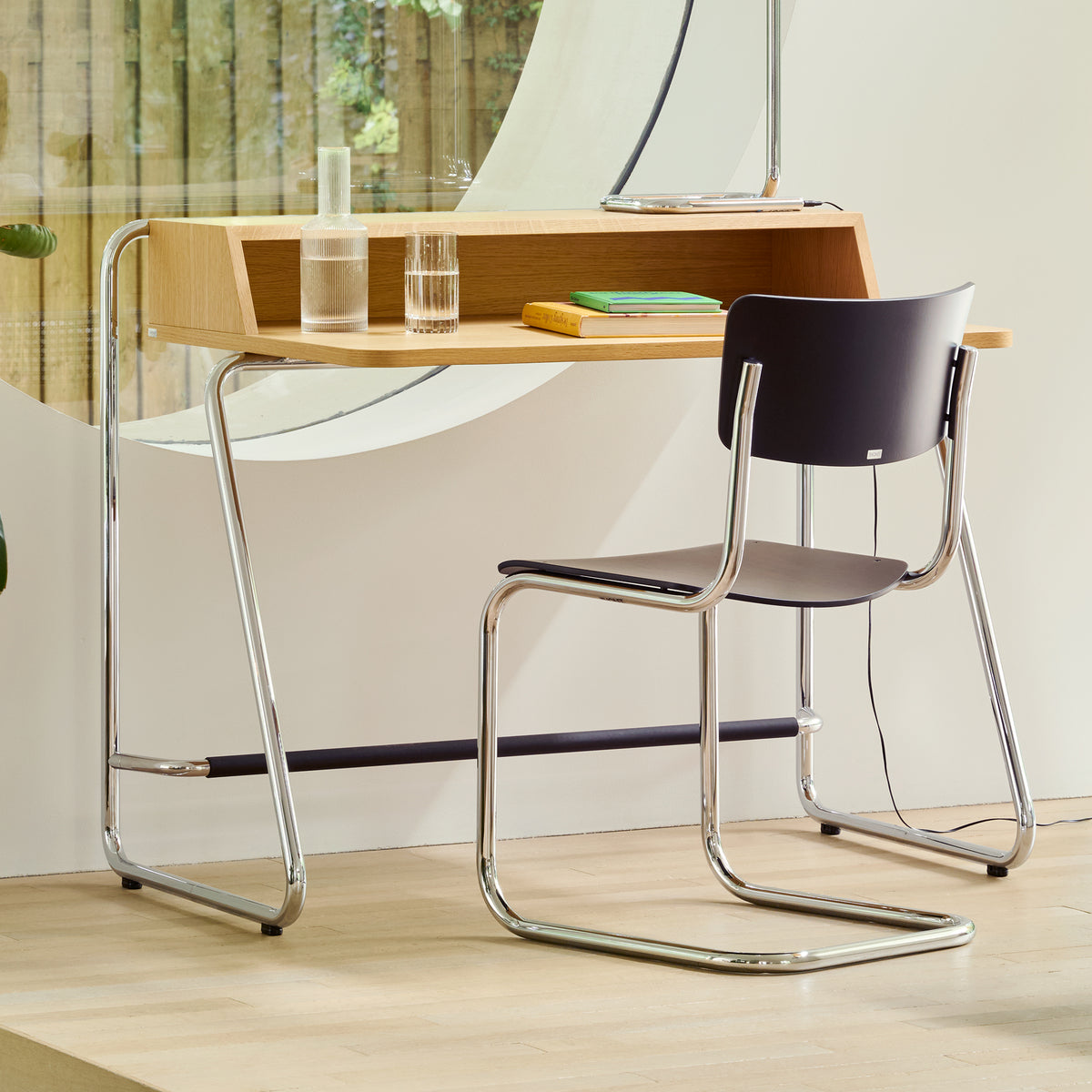 Thonet - S 43 Freischwinger Chrom | schwarz / Chrom