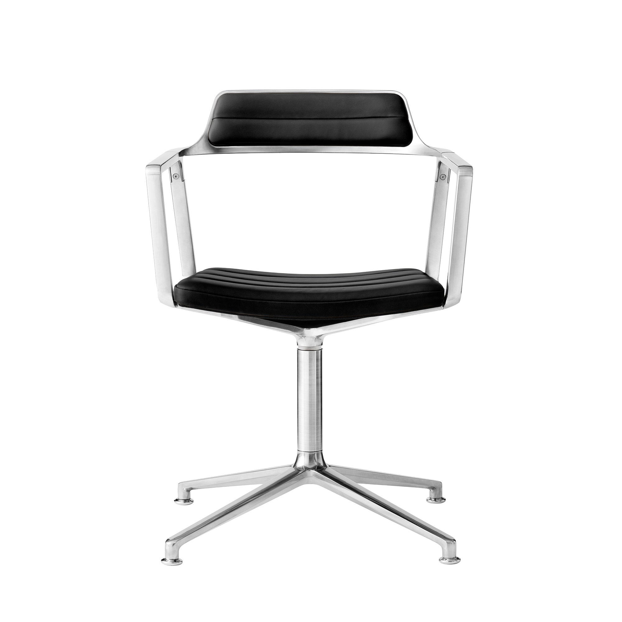 Vipp - 452 Drehstuhl | Gleiter / Leder schwarz / Aluminium poliert