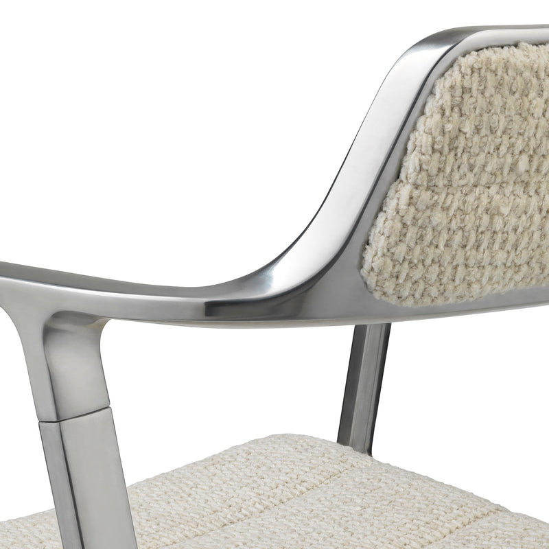 Vipp - 452 Drehstuhl | Rollen / off white / Aluminium poliert, Gleiter / off white / Aluminium poliert