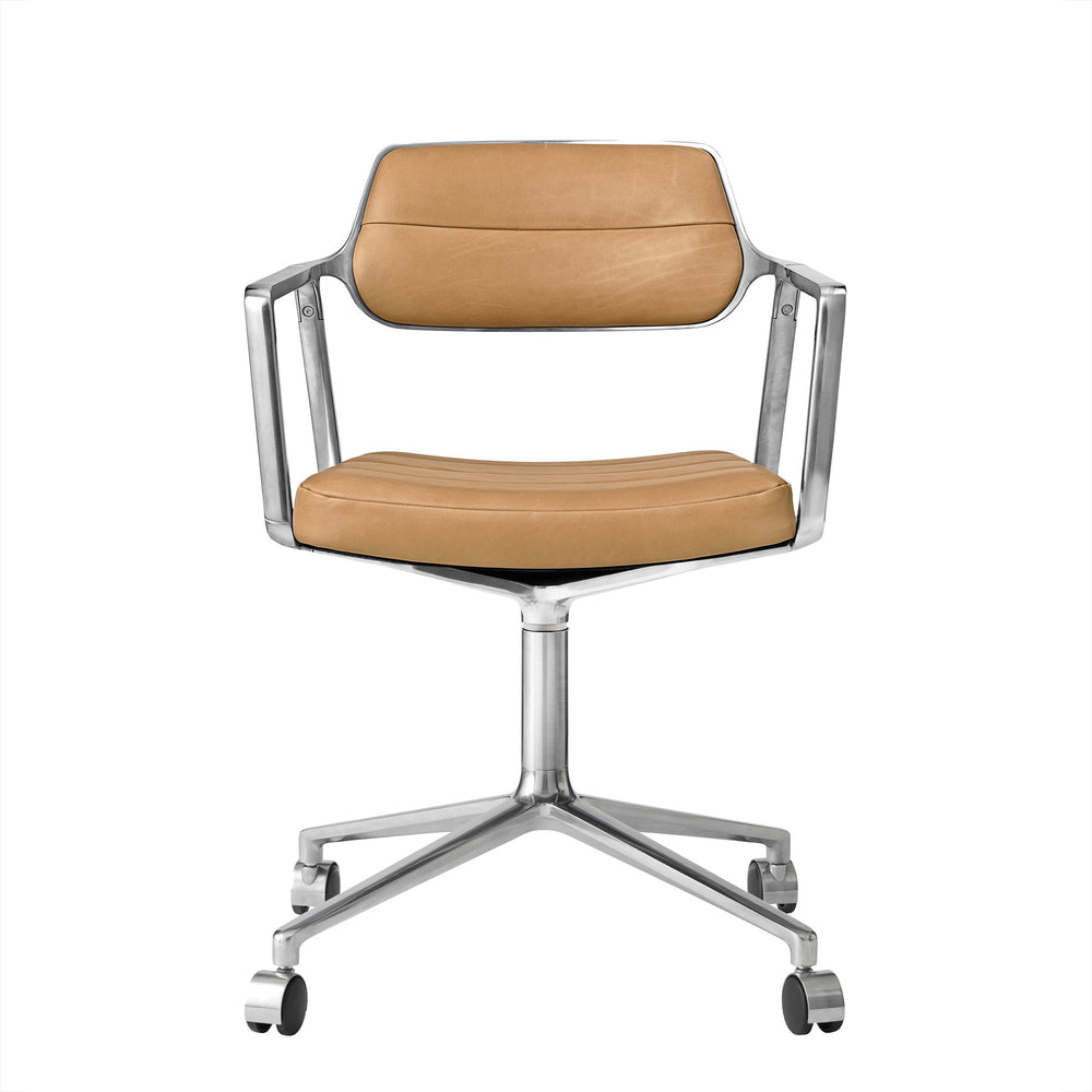 Vipp - 453 Swivel Drehstuhl | Rollen / Leder camel