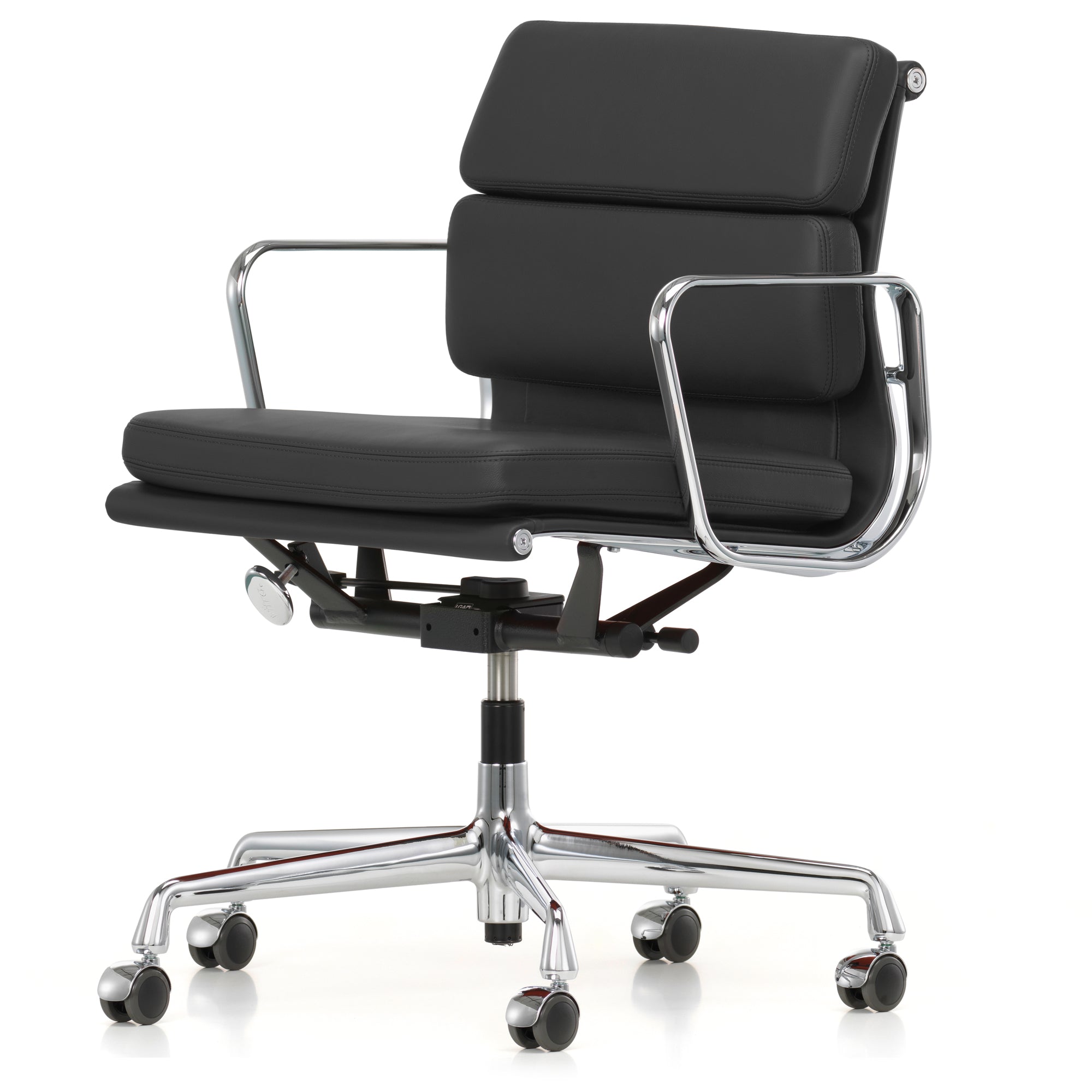 Vitra - Soft Pad Chair EA 217 | Leder Premium F/Plano - asphalt/dunkelgrau / verchromt