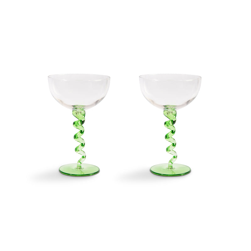 &amp;klevering - Coupe Spiral Champagnerglas | grün